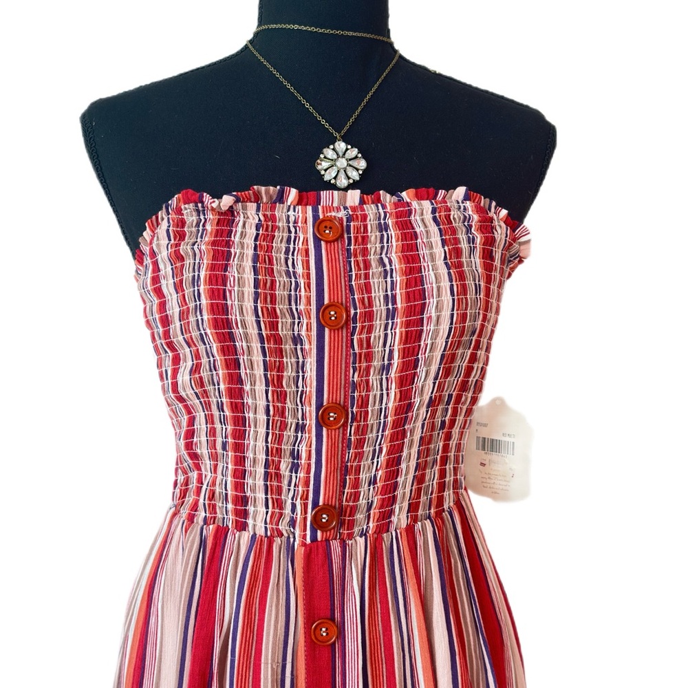 ALTAR’D STATE ~ Red and White Dress w/Elastic Tube Top Design Adjustable Straps - Picture 5 of 11
